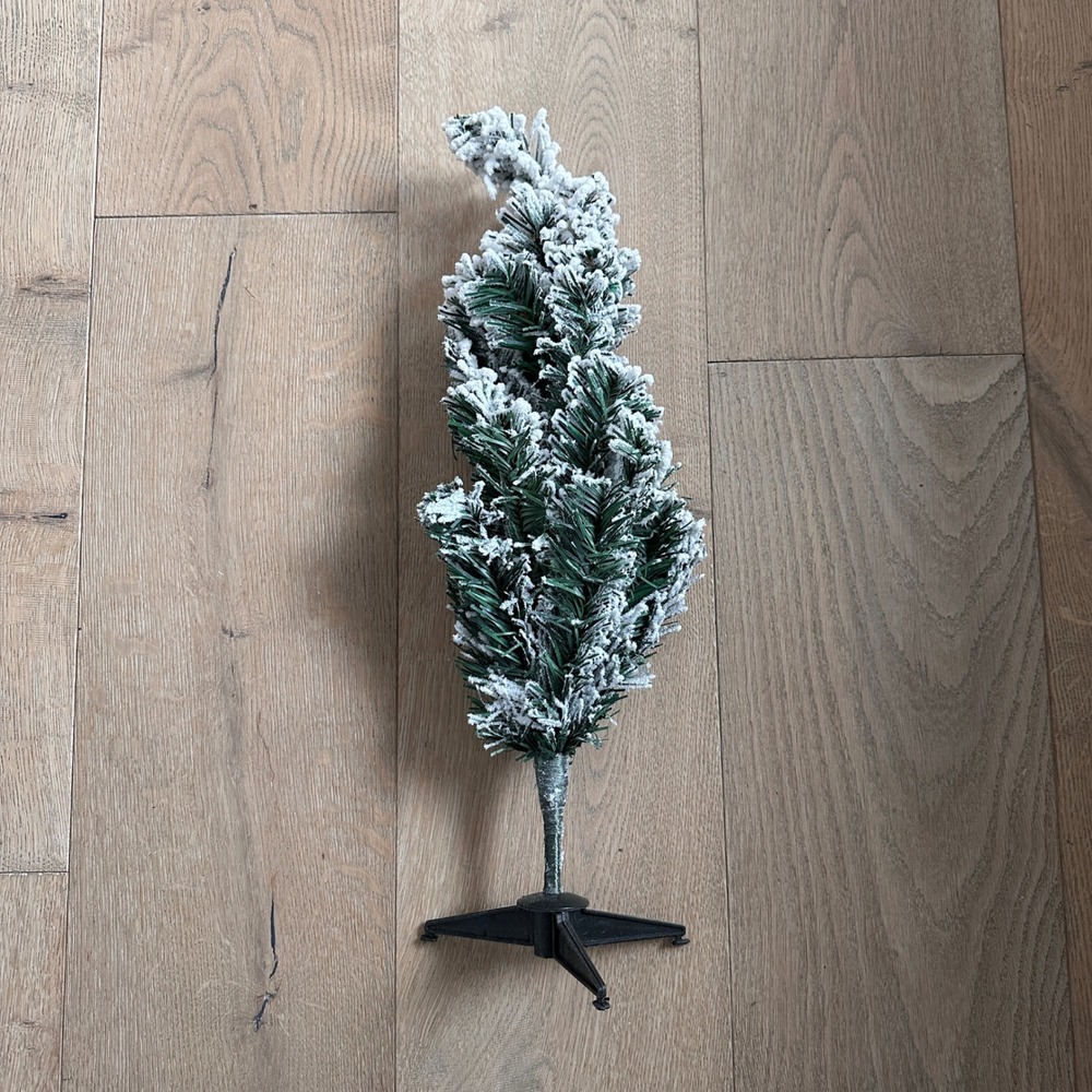 Small Snowy Christmas Tree Tabletop Holiday Decoration 19 Inches Tall